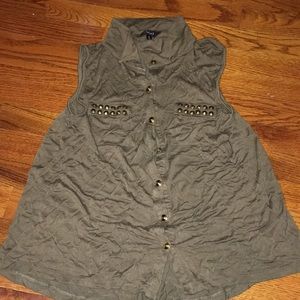 Army green button up shirt